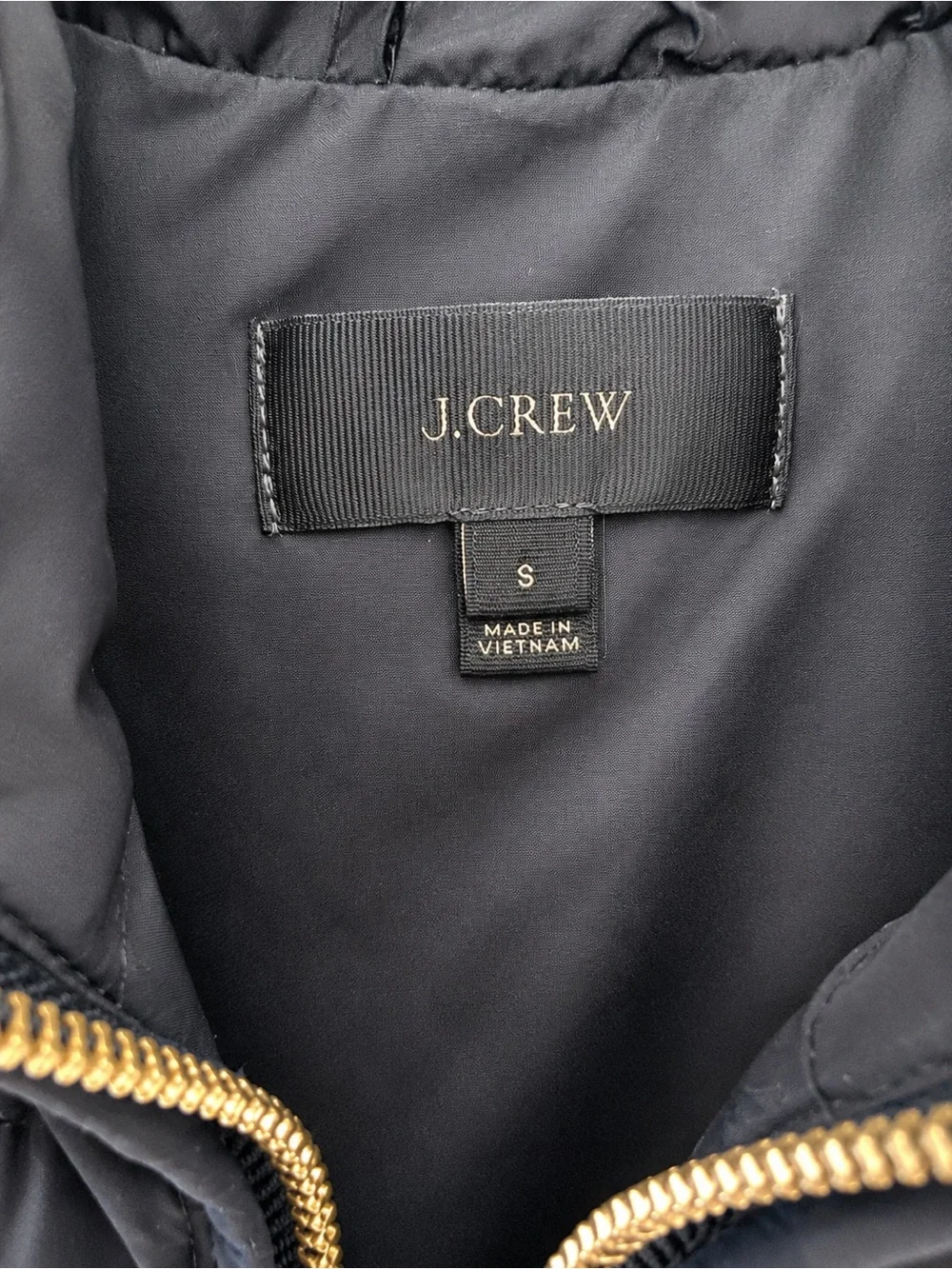 J. Crew Black Quilted Vest with Gold Hardware